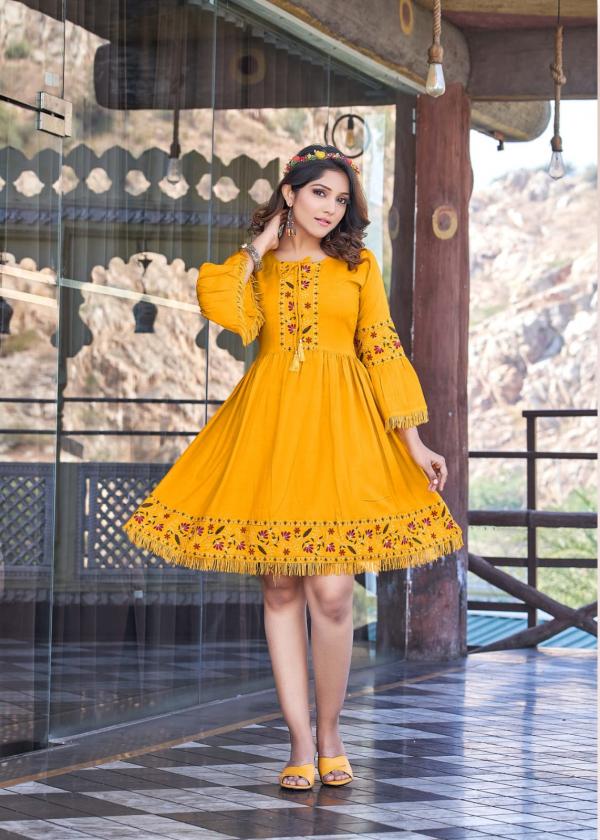 Ossm Cherry Fancy Rayon Embroidery Short Kurti Collection